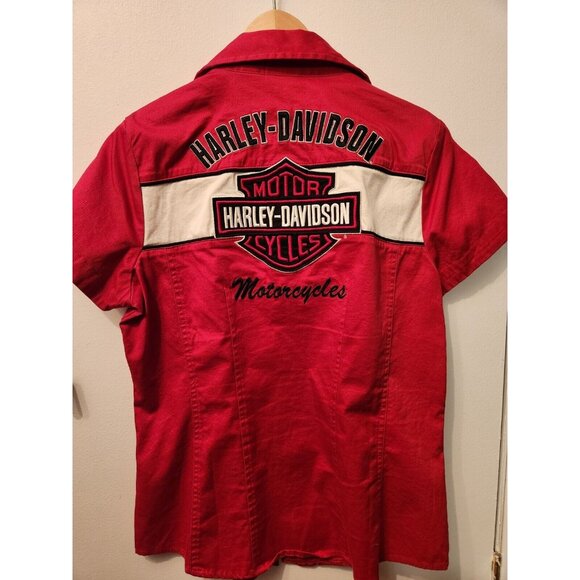Harley Davidson Zipper Women Shirt Red Size Medium - Picture 4 of 4